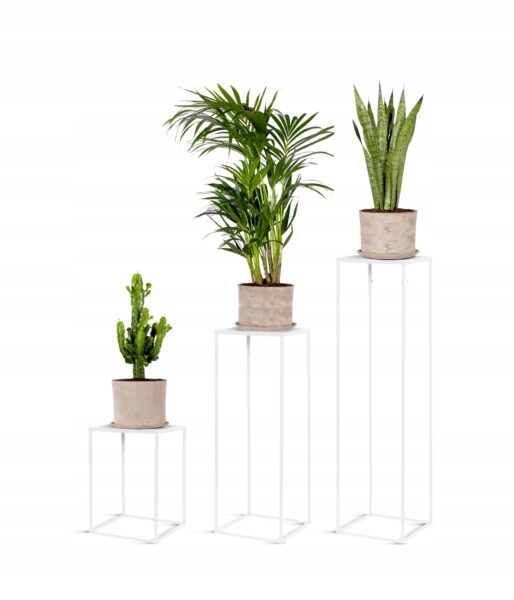 Kwietnik metalowy loft biały zestaw 3 sztuki