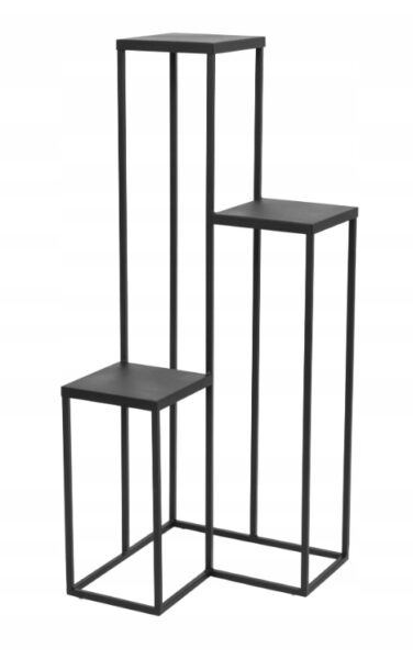 Kwietnik stojak metal loft czarny 3 donicowy