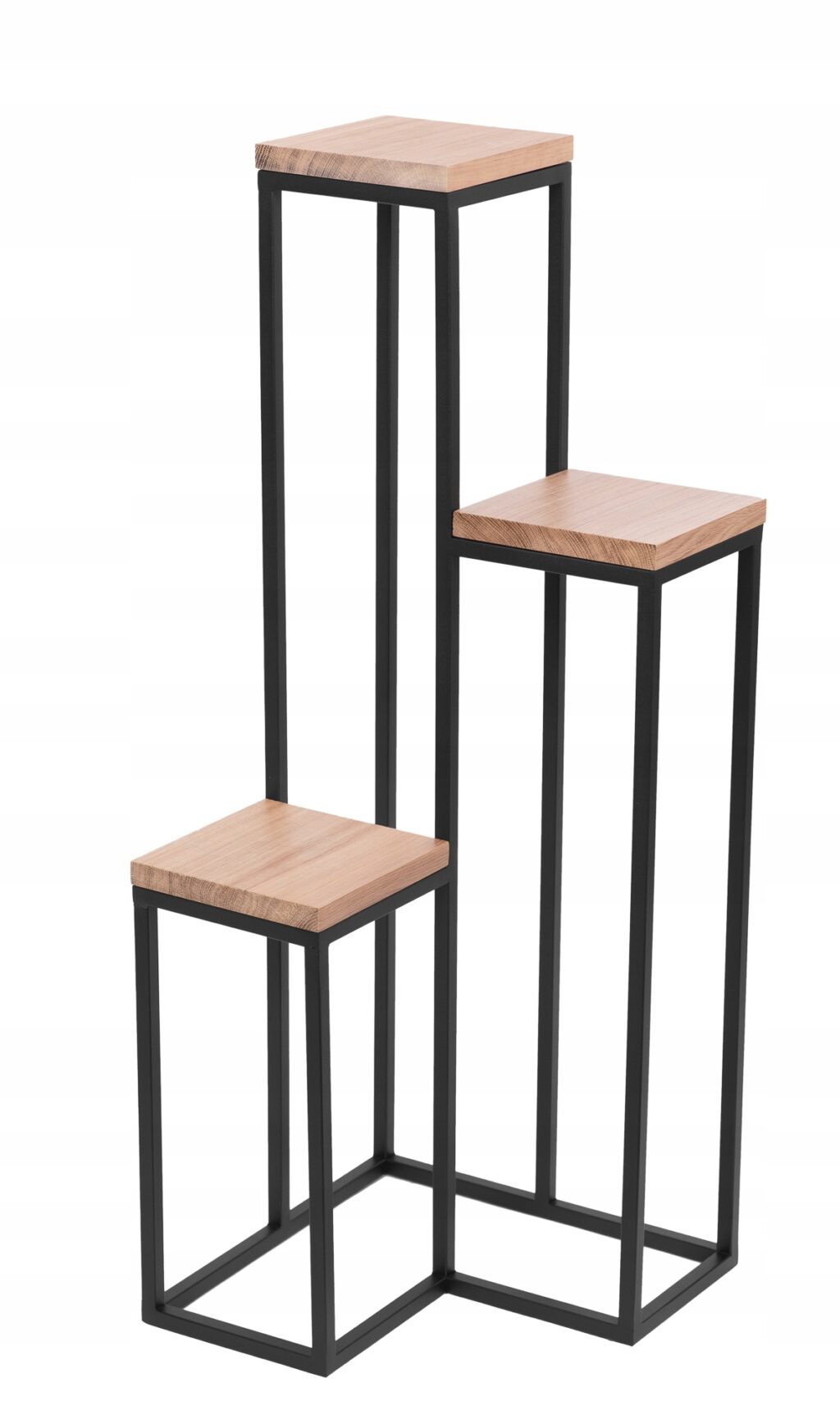 Kwietnik metal loft 3 donicowy lite drewno dąb