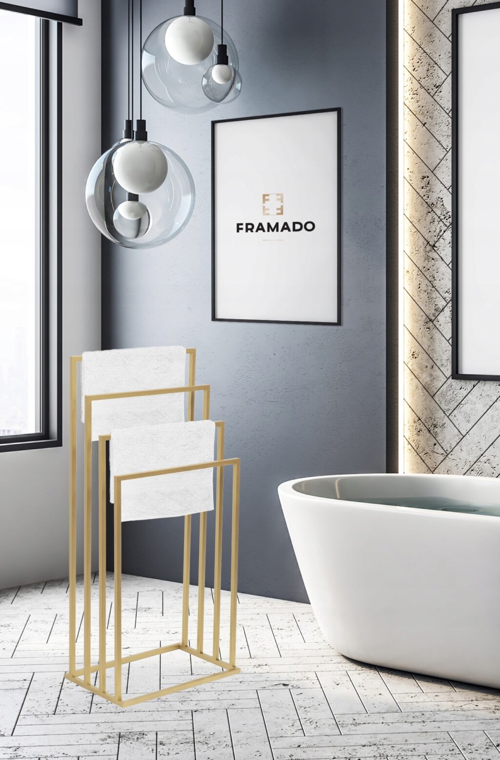 Stojak na ręczniki Vivo 4-ramienny złoty - obrazek 2