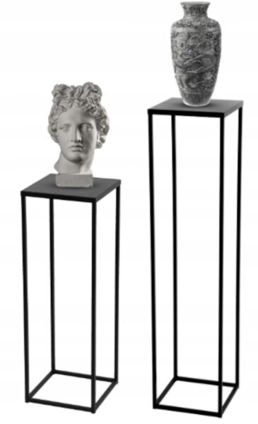 Kwietnik zestaw metalowy stojący loft czarny 2szt