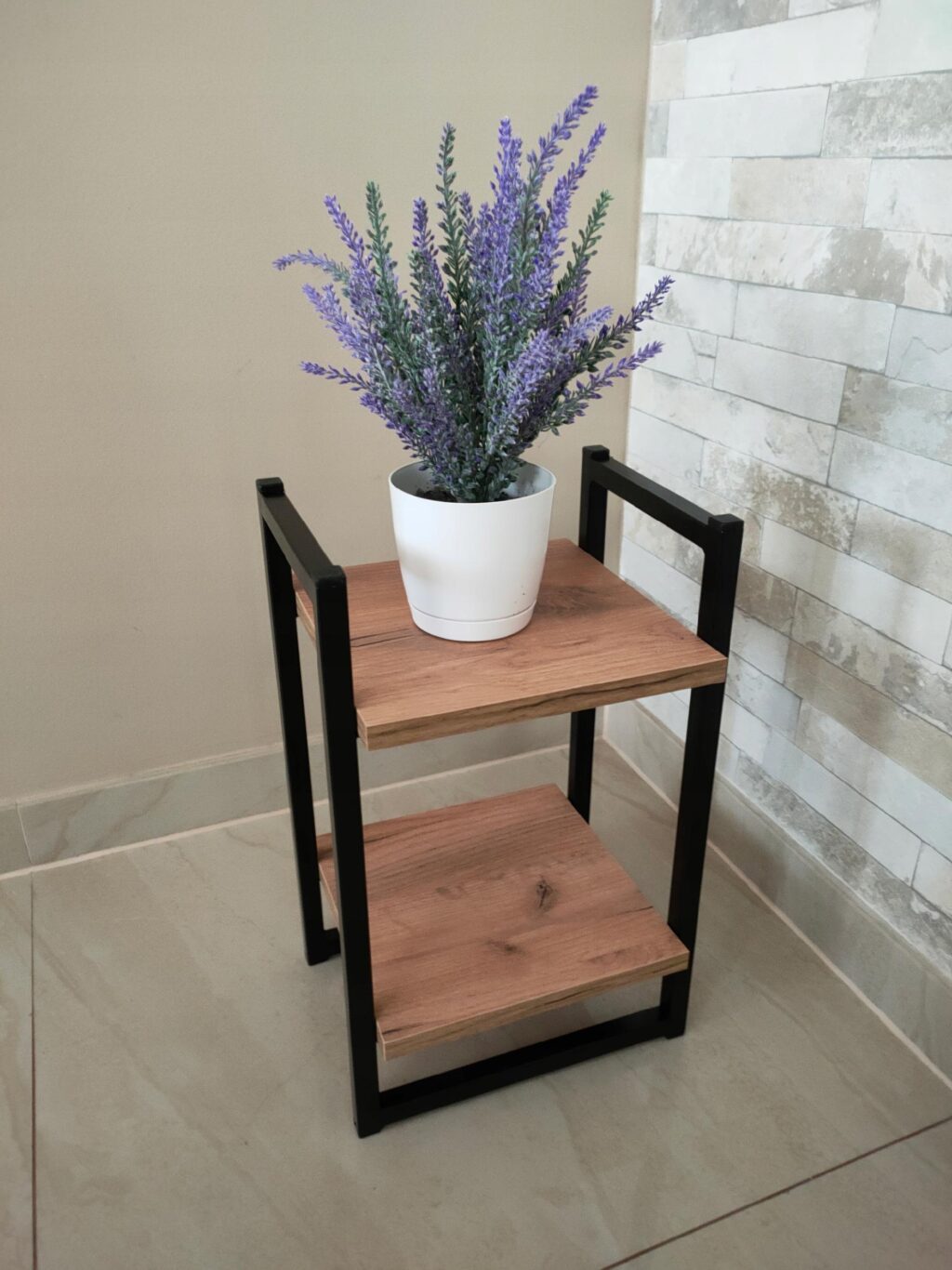 Kwietnik metalowy loft czarny 2 półkowy Cage 40 - obrazek 2