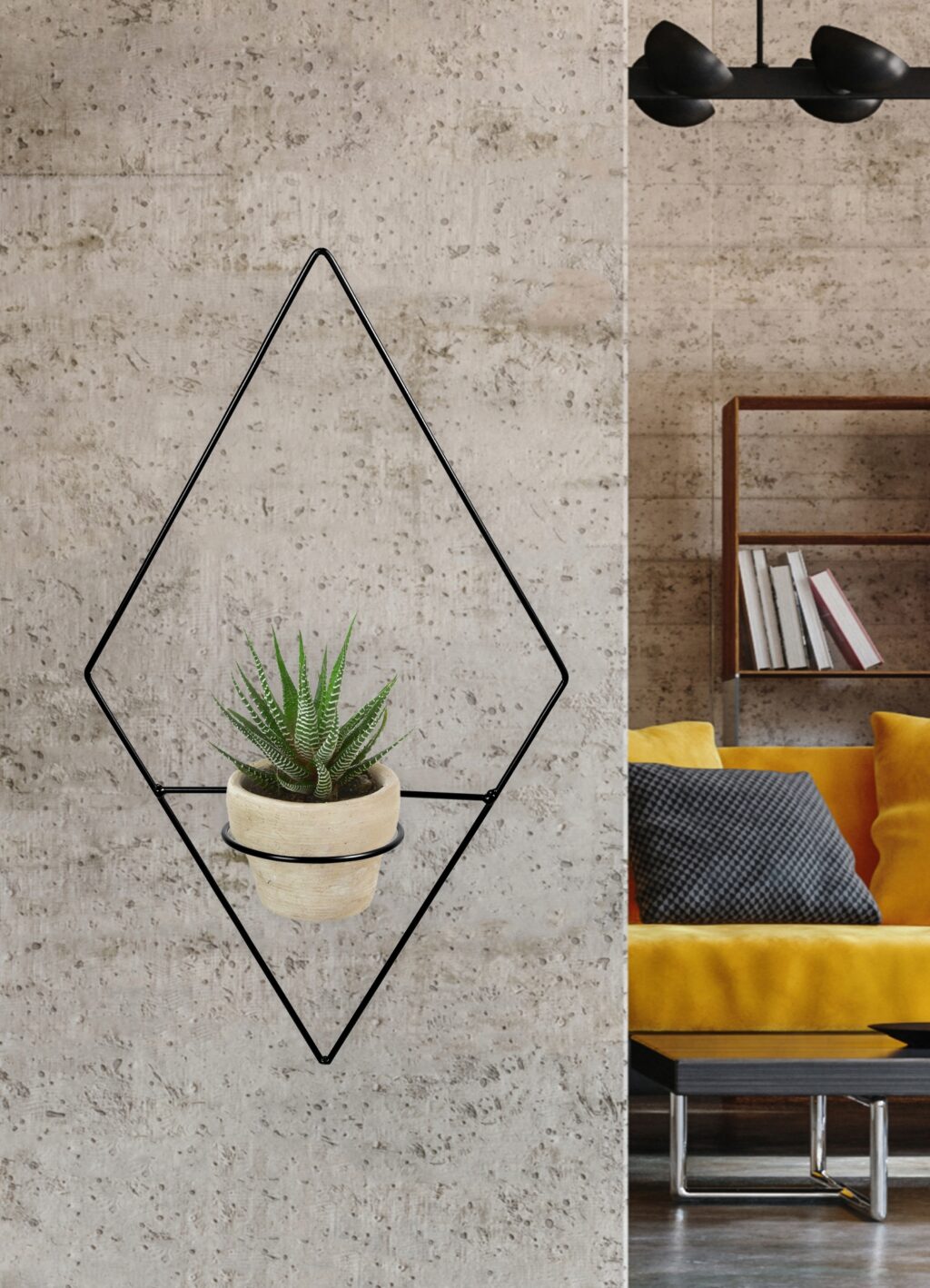 Kwietnik wiszący na ścianę loft czarny Diamante - obrazek 5