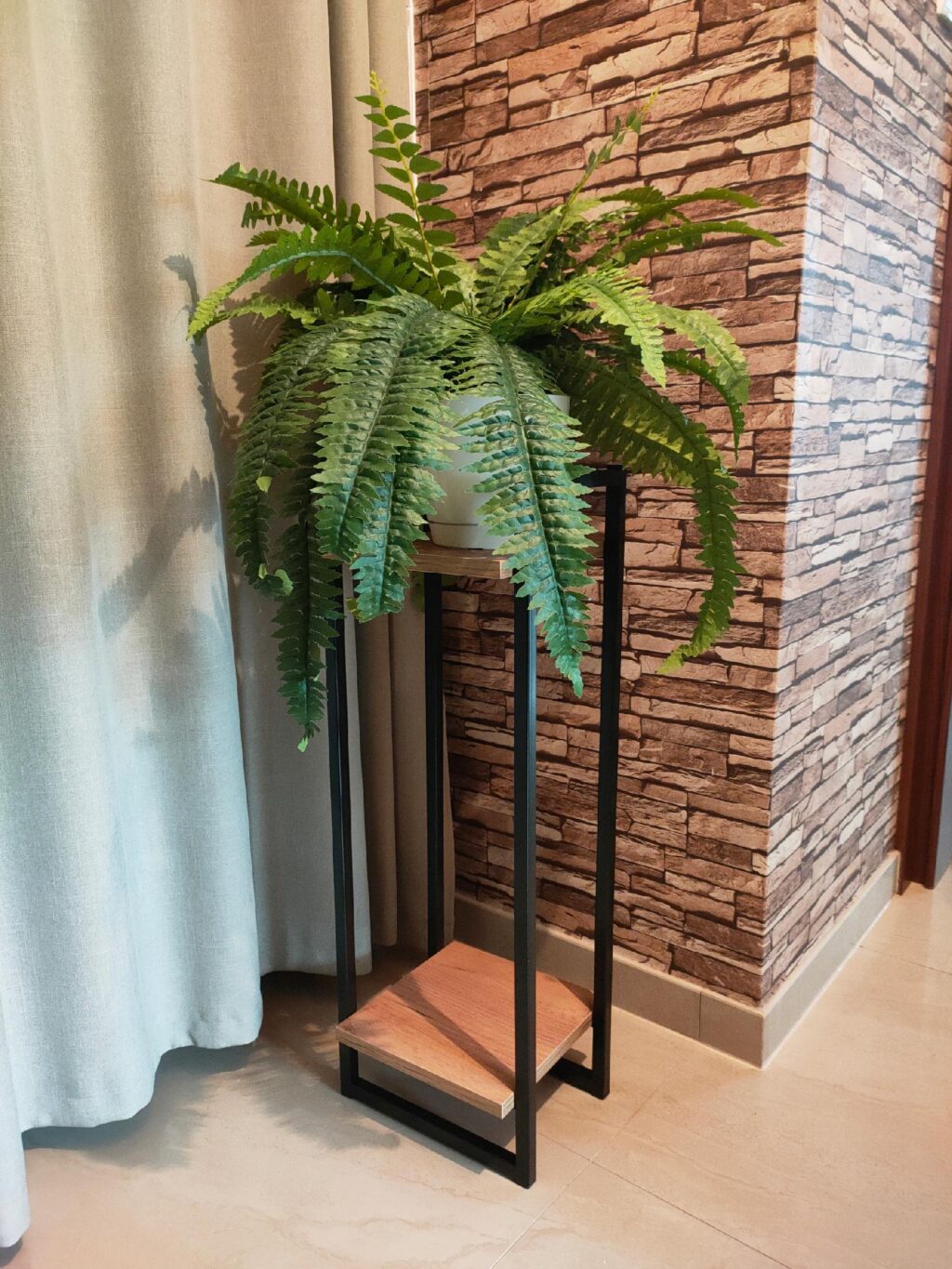 Kwietnik metalowy loft czarny 2 półkowy Cage 70cm - obrazek 5