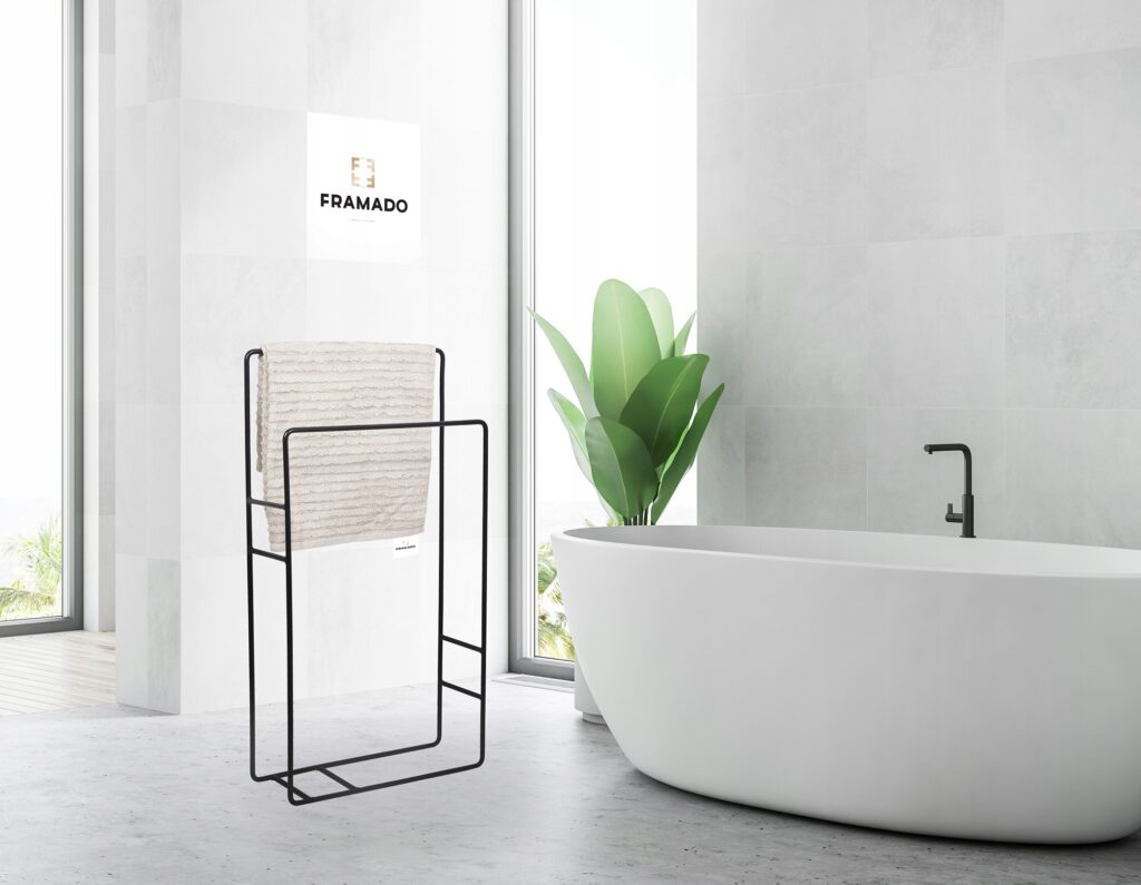 Stojak wieszak łazienkowy na ręczniki loft czarny - obrazek 2