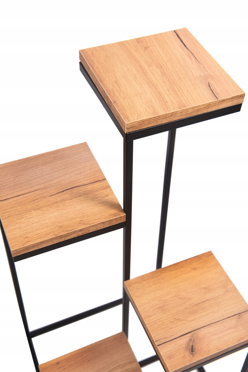 Kwietnik stojak metalowy loft 4 donicowy dąb craft - obrazek 4