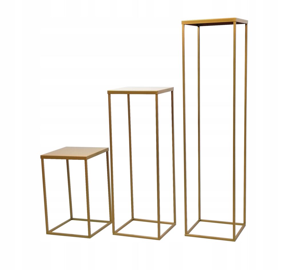 Kwietnik metalowy loft złoty zestaw 3 sztuki