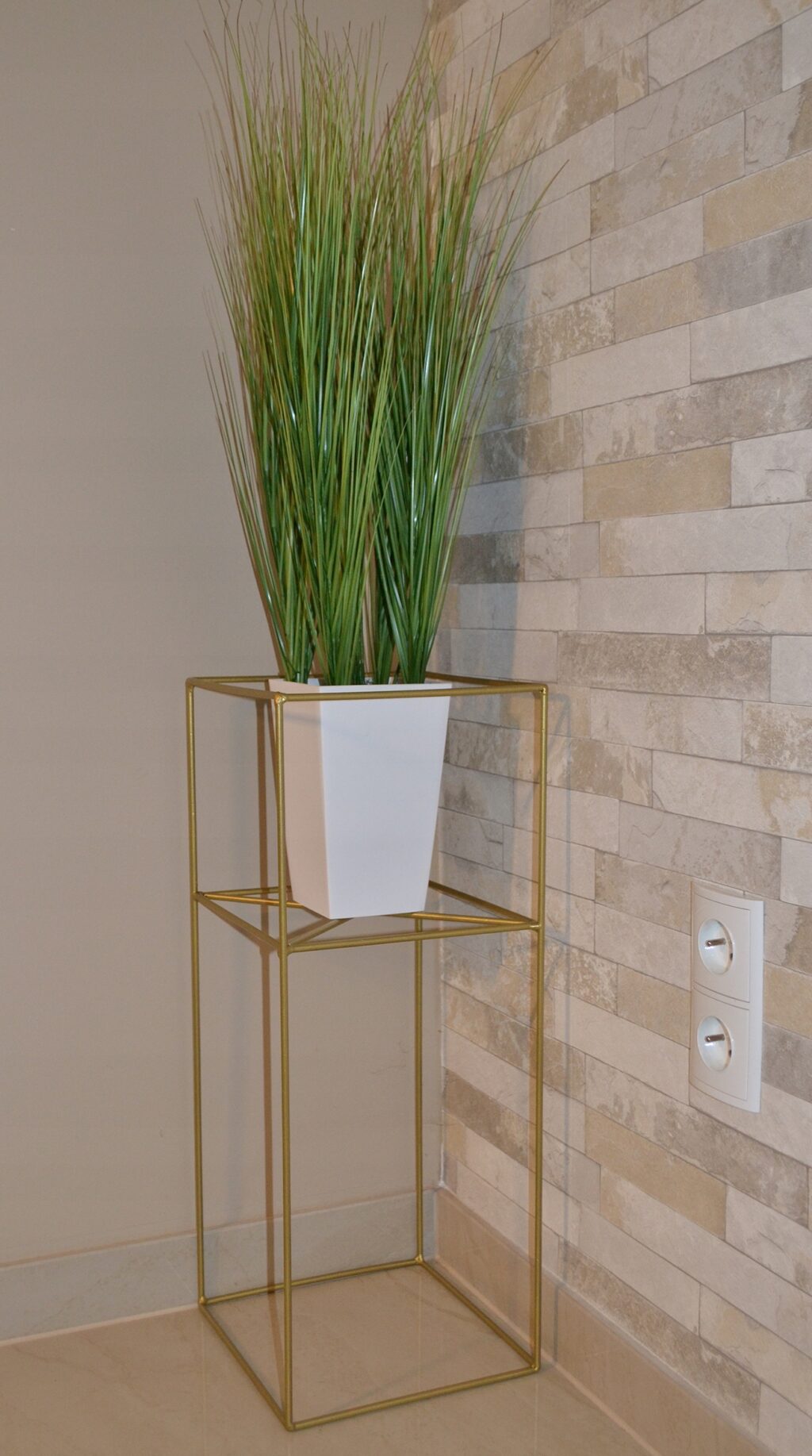 Kwietnik stojący Filo metalowy loft złoty 60 cm - obrazek 4