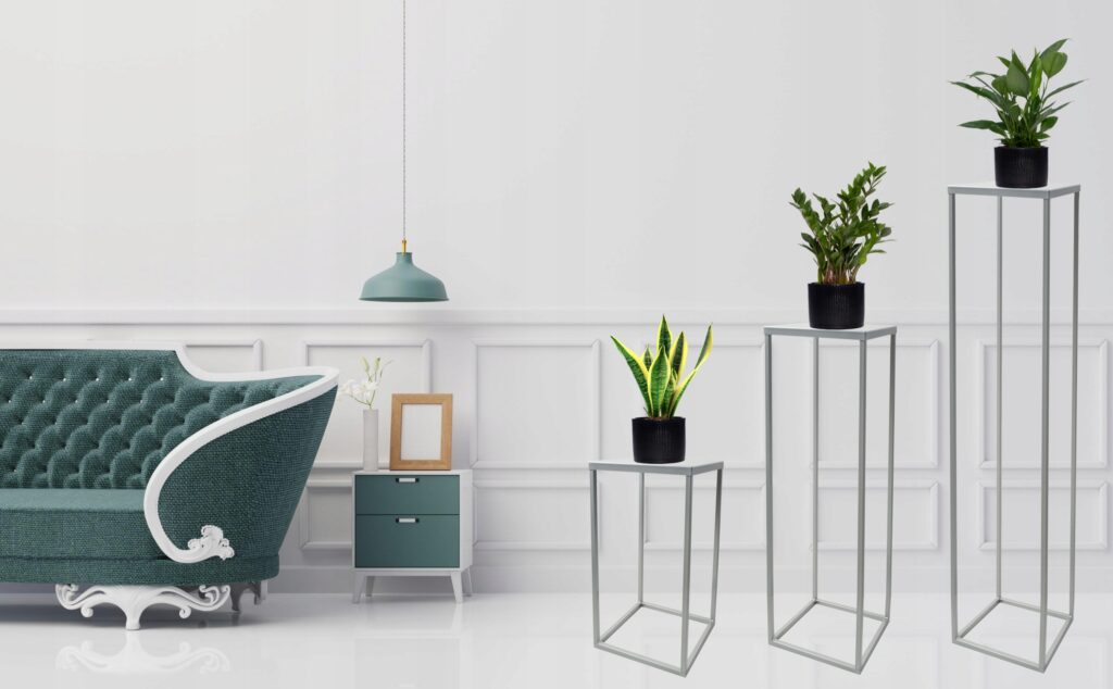 Kwietnik stojący metalowy glamour 100cm srebrny - obrazek 9