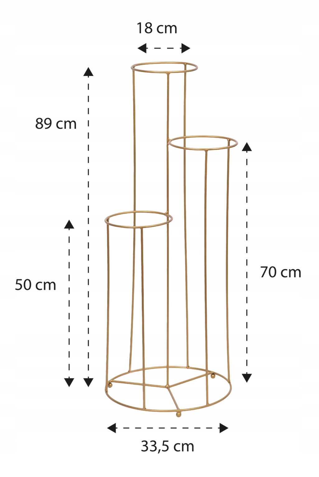 Kwietnik stojak metalowy loft złoty 3-donicowy - obrazek 6