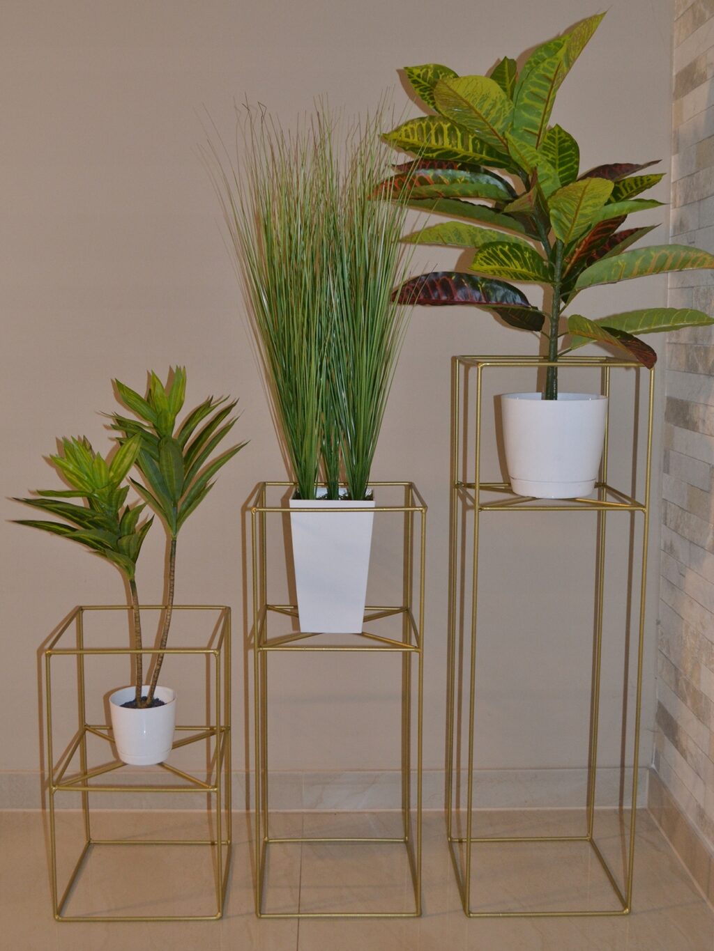 Kwietnik stojący Filo metalowy loft złoty 40 cm - obrazek 9