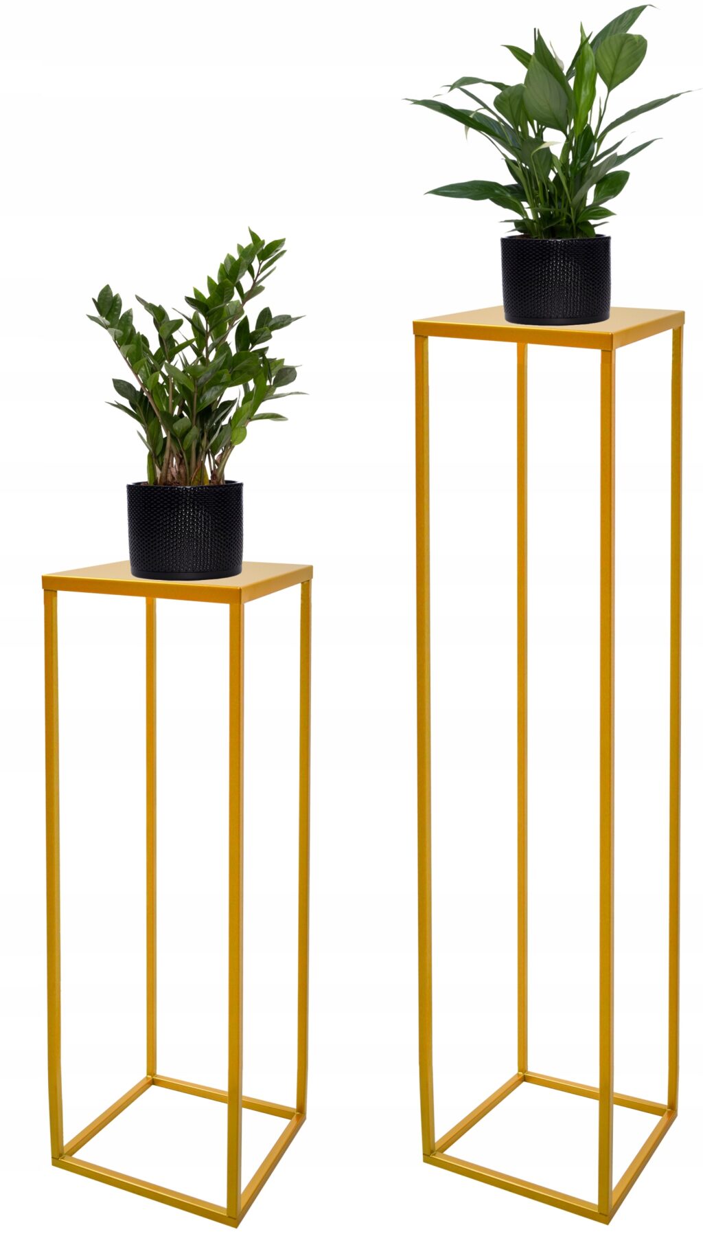 Kwietnik stojący metalowy loft złoty 80cm - obrazek 3