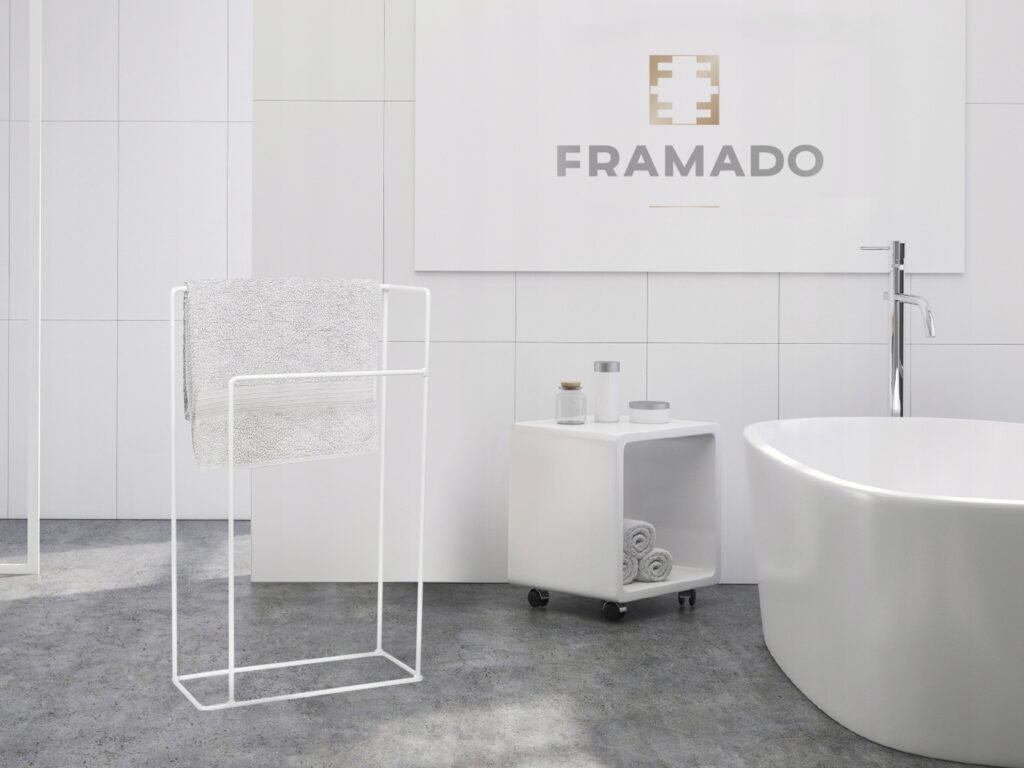 Stojak wieszak łazienkowy na ręczniki loft biały - obrazek 2