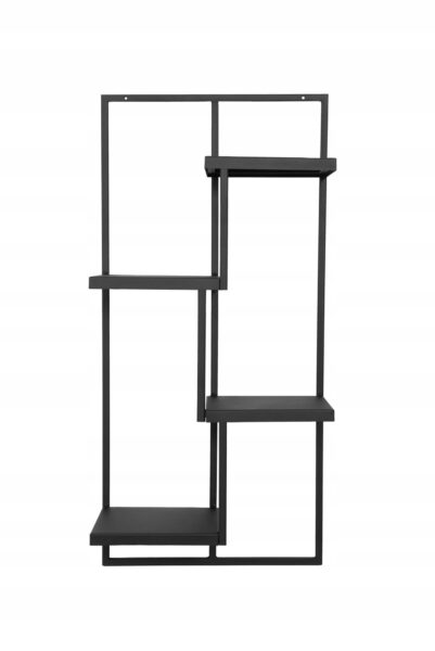 Kwietnik metalowy wiszący loft czarny 4 półki