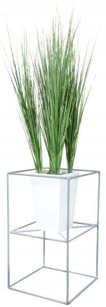Kwietnik stojący Filo metalowy loft srebrny 40 cm