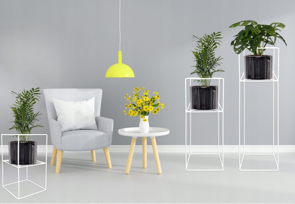 Kwietnik stojący Filo metalowy loft biały 60 cm - obrazek 2