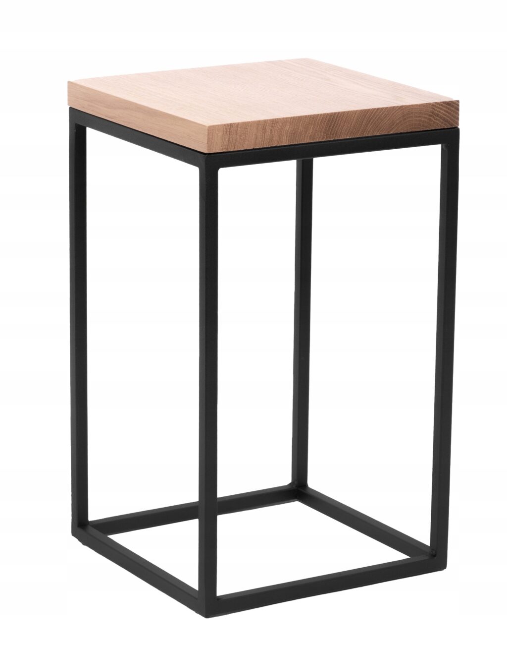 Kwietnik metalowy loft czarny 40cm lity dąb deska