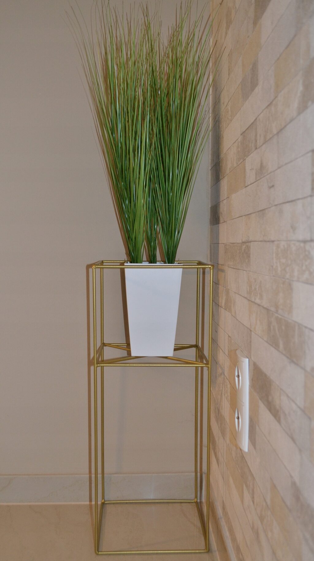 Kwietnik stojący Filo metalowy loft złoty 60 cm - obrazek 3