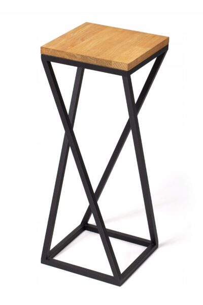 Kwietnik stojący metalowy loft czarny 60cm blat