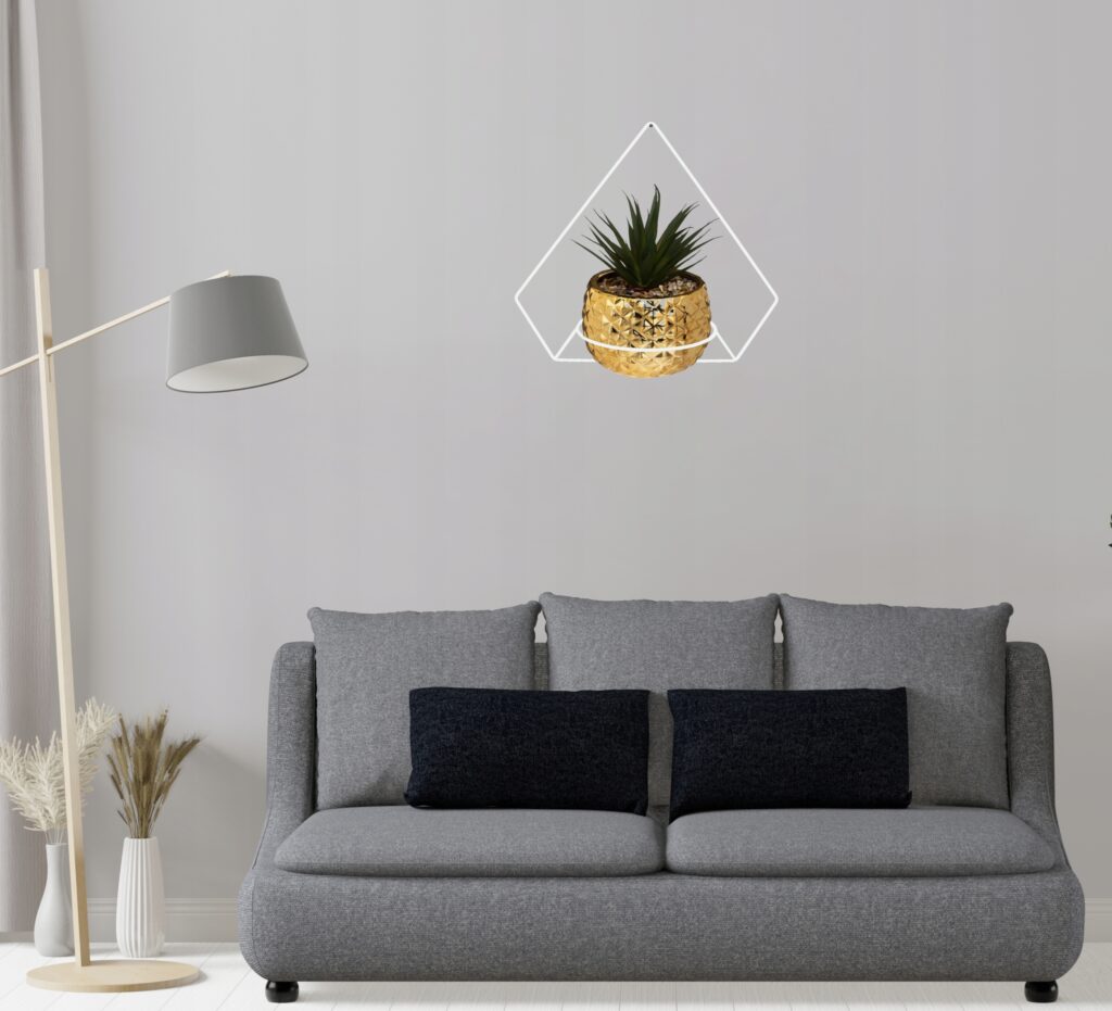 Kwietnik wiszący na ścianę loft metalowy biały - obrazek 2