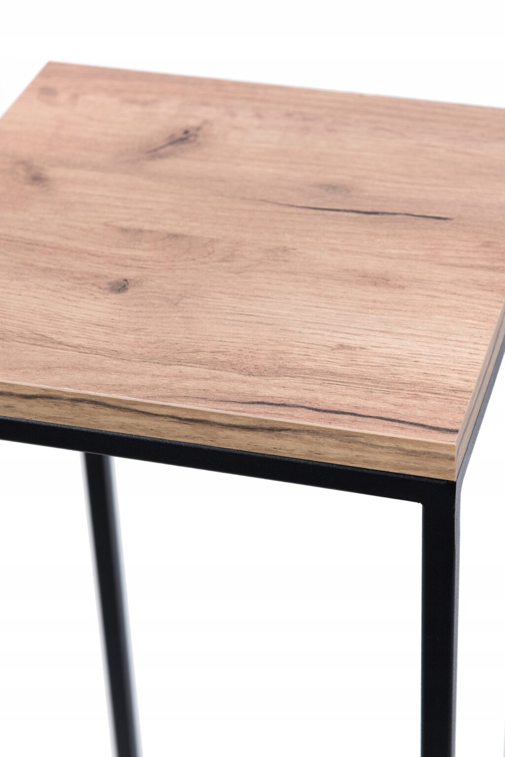 Kwietnik metalowy czarny blat dąb craft 70cm loft - obrazek 3