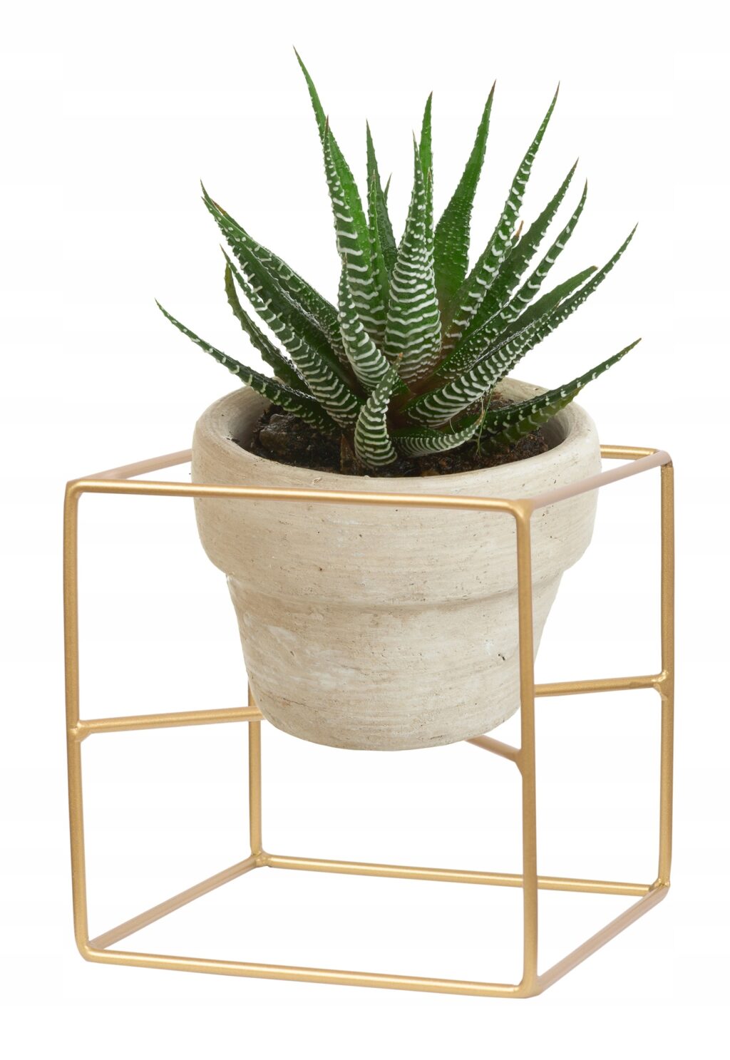 Kwietnik stojący drut metalowy loft złoty 20 cm - obrazek 2