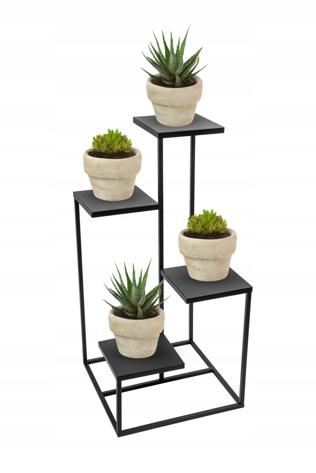 Kwietnik stojak metalowy loft czarny 4 donicowy