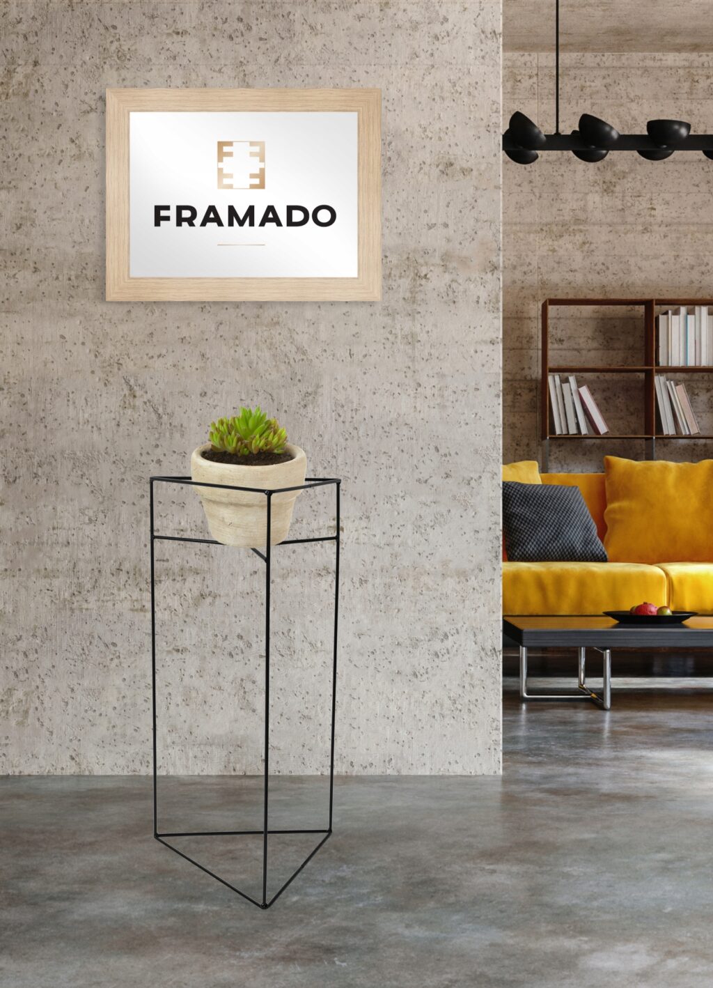 Kwietnik stojący metalowy loft czarny drut Asta - obrazek 5