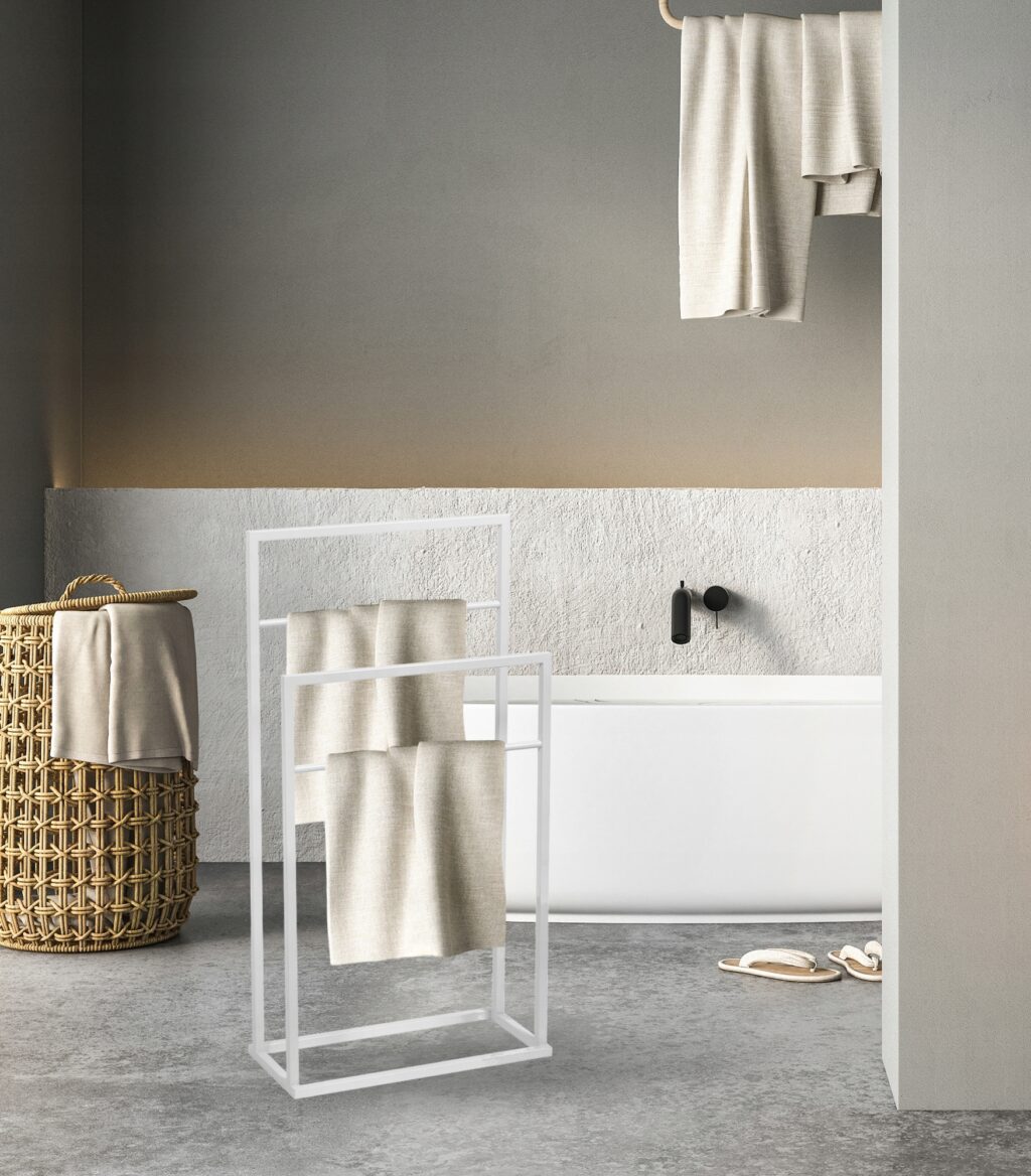 Stojak na ręczniki DUO 2-ramienny biały - obrazek 2