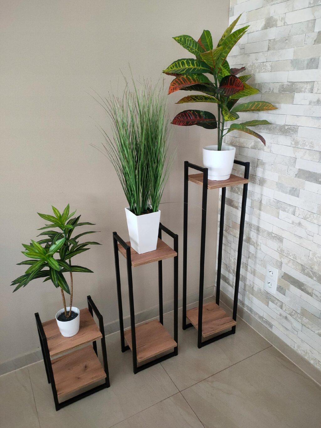 Kwietnik metalowy loft czarny 2 półkowy Cage 40 - obrazek 8