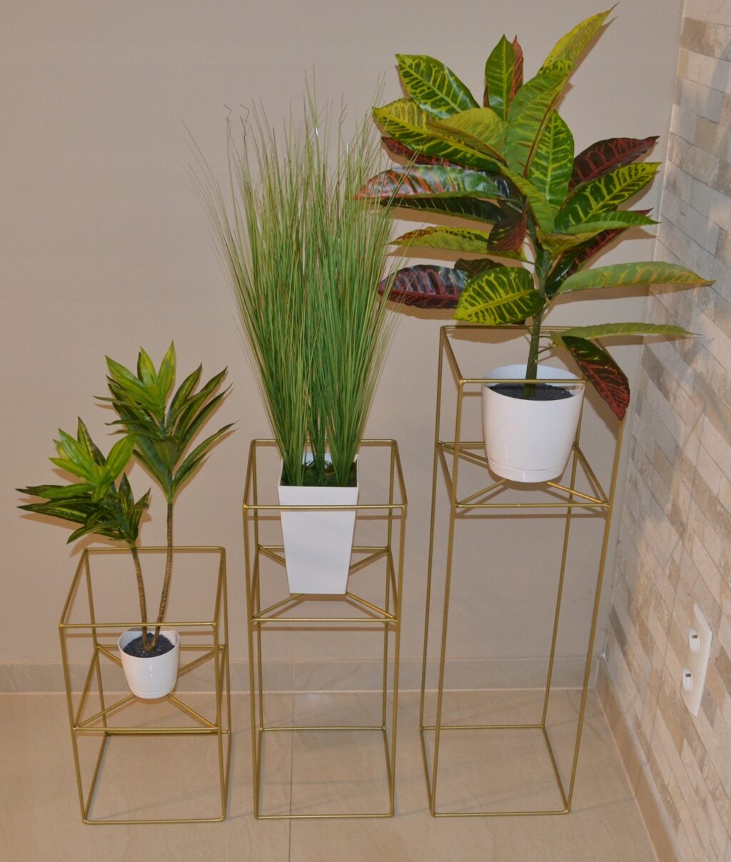 Kwietnik stojący Filo metalowy loft złoty 60 cm - obrazek 7