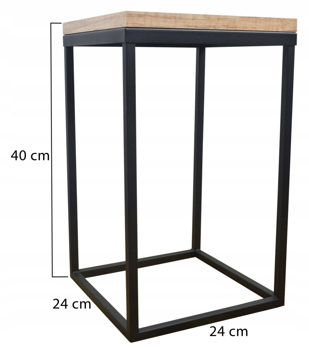 Kwietnik metalowy loft czarny blat Dąb zestaw - obrazek 11
