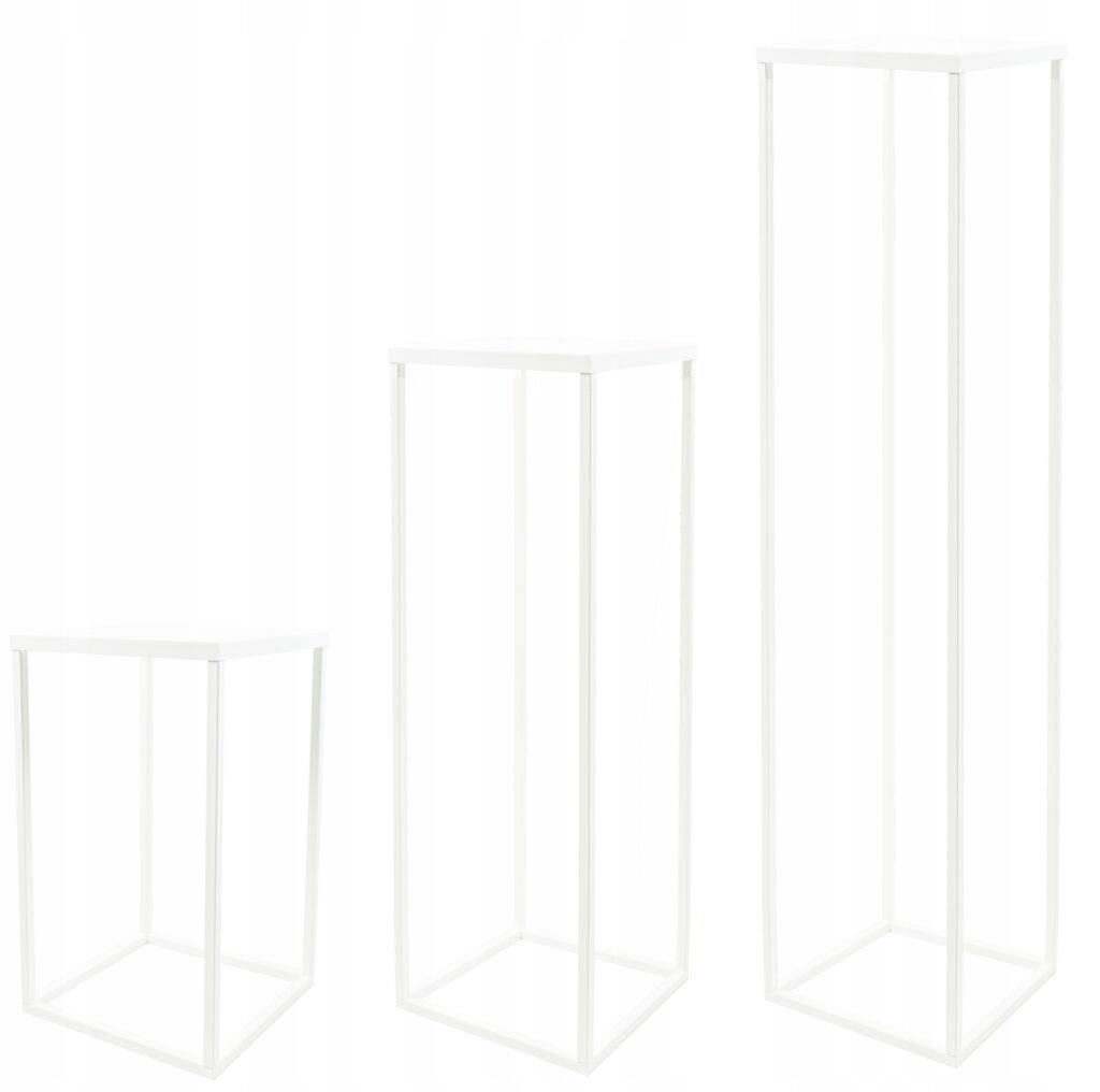 Kwietnik metalowy loft biały zestaw 3 sztuki - obrazek 2