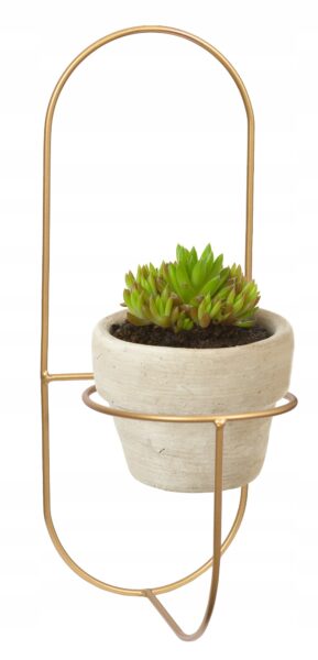 Kwietnik wiszący na ścianę loft złoty drut Piano