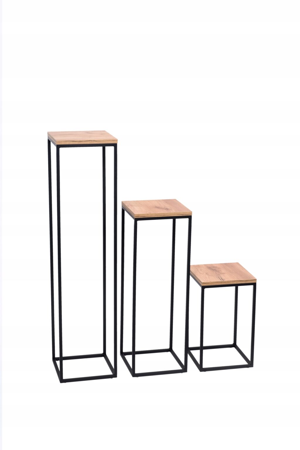 Kwietnik metalowy loft czarny blat Dąb Craft 40cm - obrazek 12