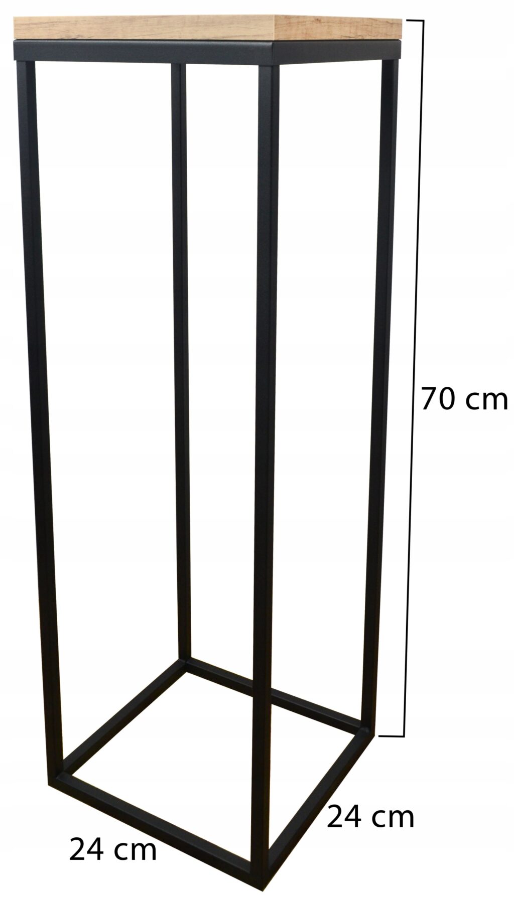 Kwietnik metalowy czarny blat dąb craft 70cm loft - obrazek 7