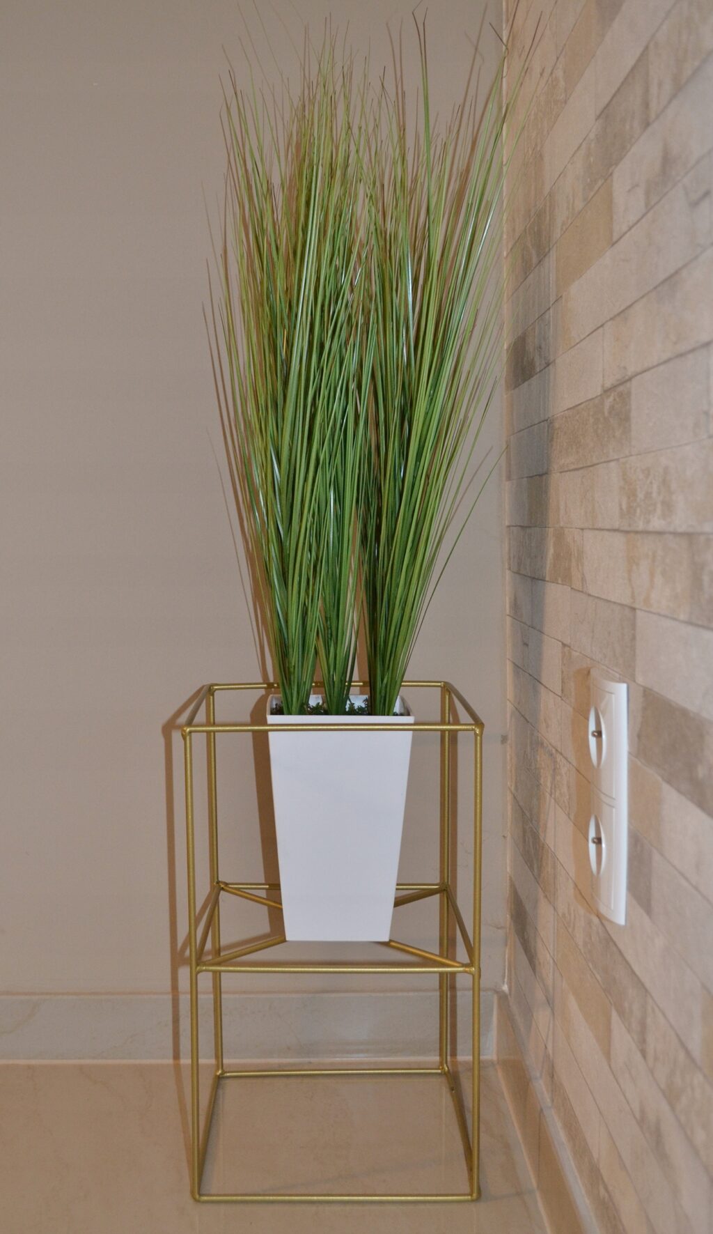 Kwietnik stojący Filo metalowy loft złoty 40 cm - obrazek 6