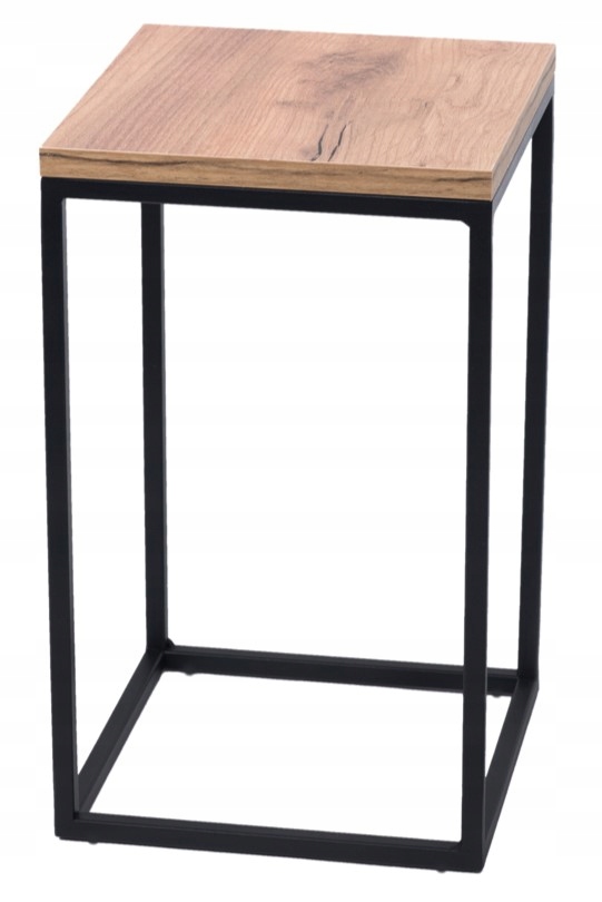 Kwietnik metalowy loft czarny blat Dąb Craft 40cm