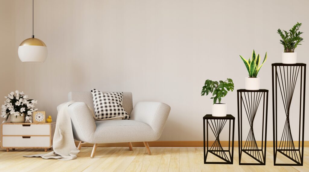 Kwietnik metalowy stojący loft RIVER czarny-Zestaw - obrazek 3