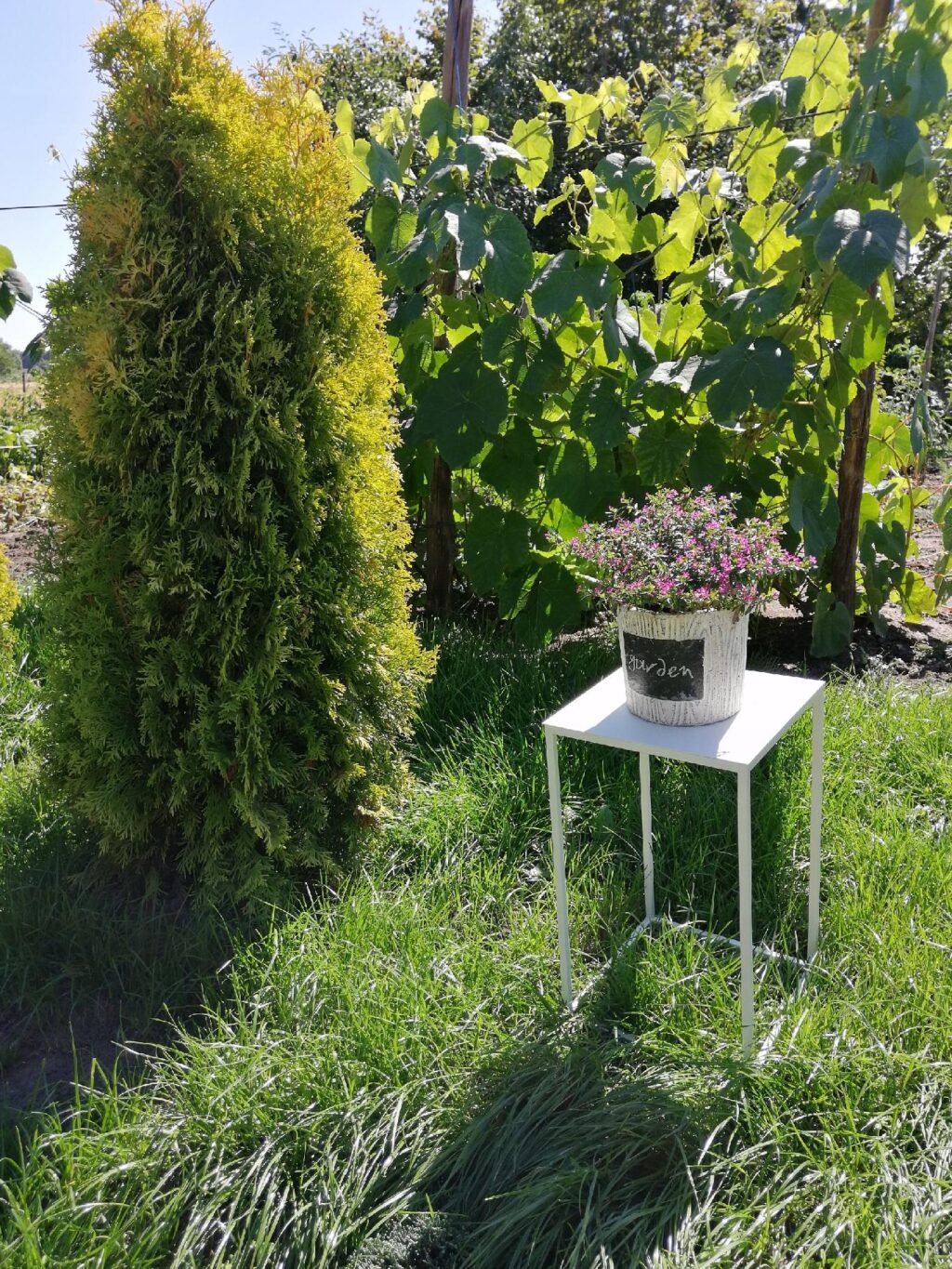 Kwietnik stojący Loft metalowy biały 40 cm - obrazek 4