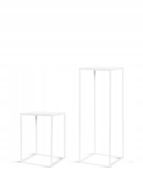 Kwietnik metalowy loft biały zestaw 2 sztuki