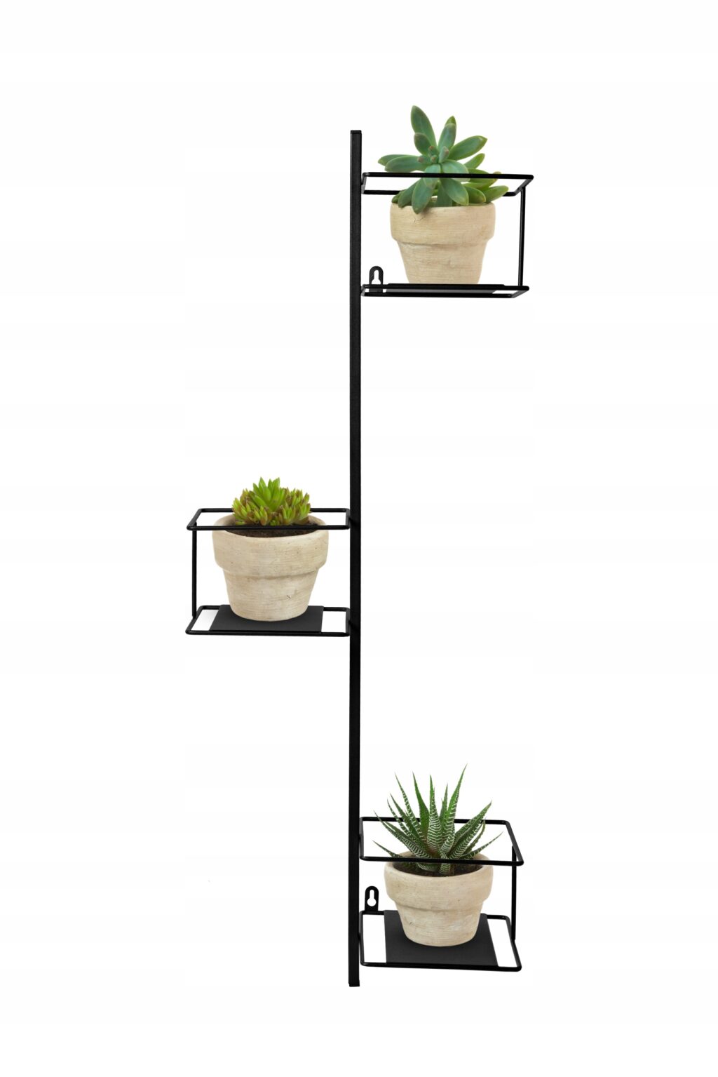 Kwietnik wiszący na ścianę ścienny czarny 3 donice