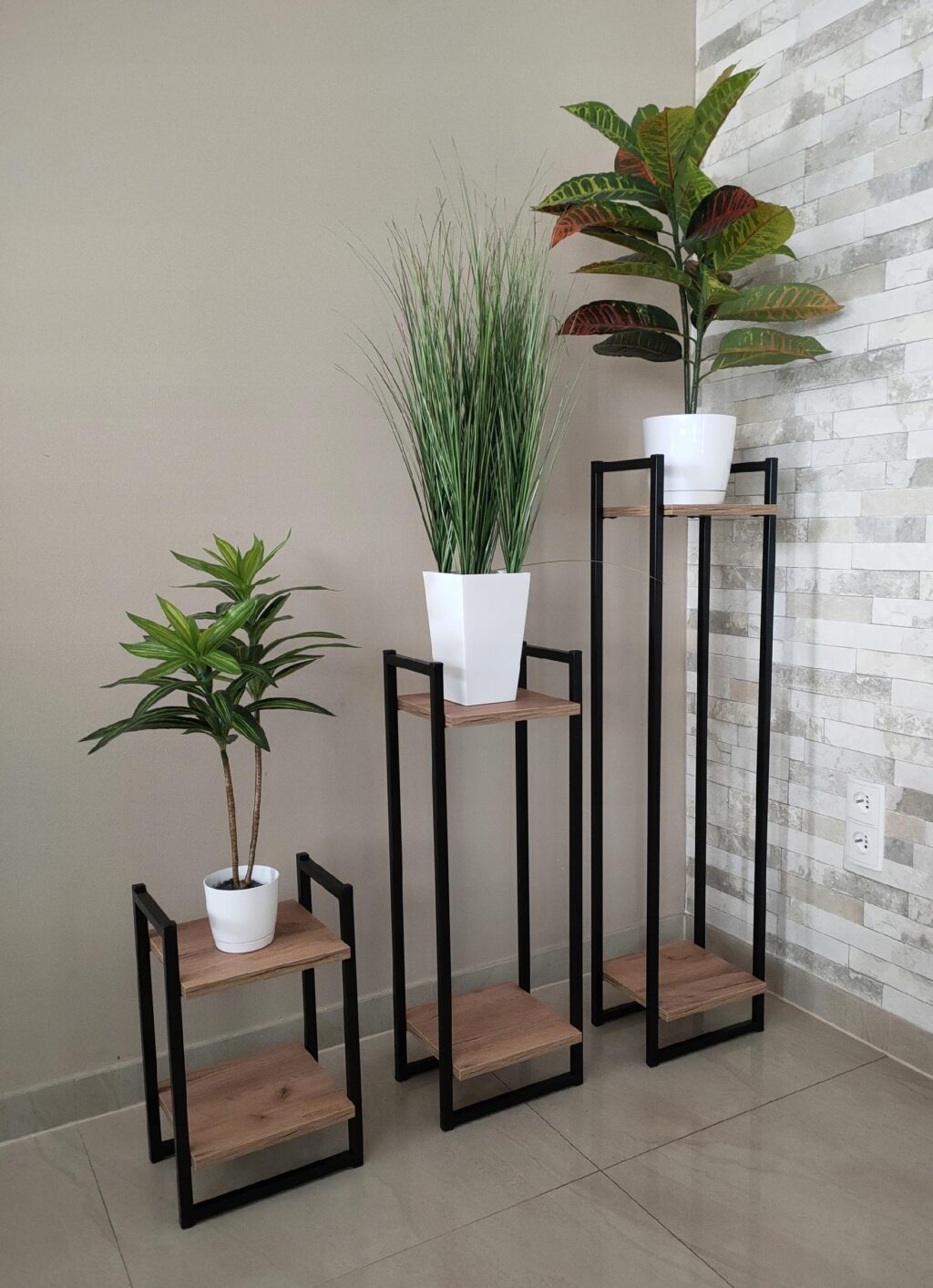 Kwietnik metalowy loft czarny 2 półkowy Cage 40 - obrazek 9