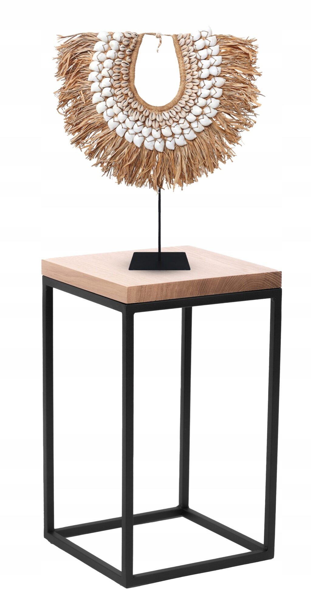 Kwietnik metalowy loft czarny 40cm lity dąb deska - obrazek 2