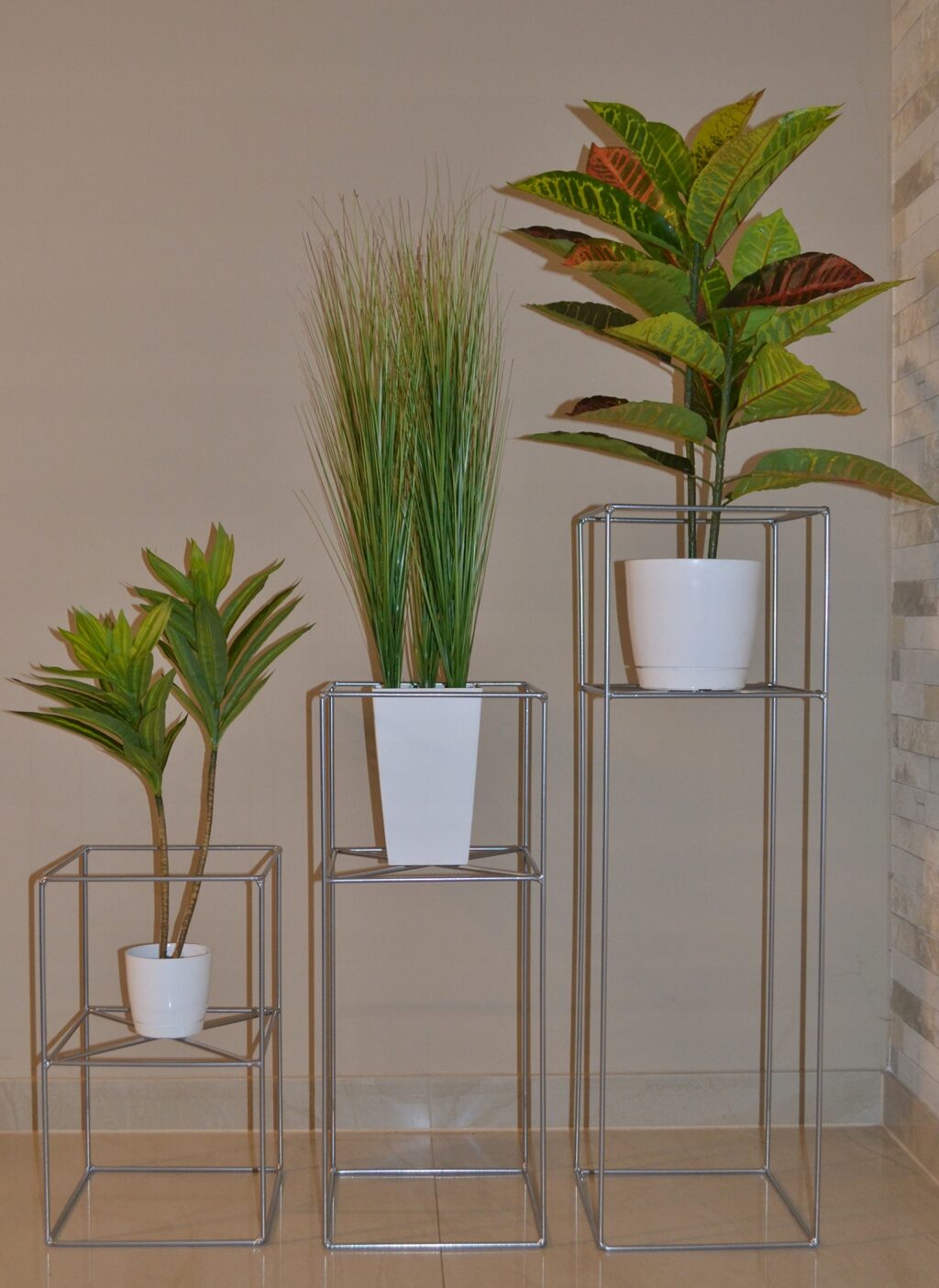 Kwietnik stojący Filo metalowy loft srebrny 40 cm - obrazek 11