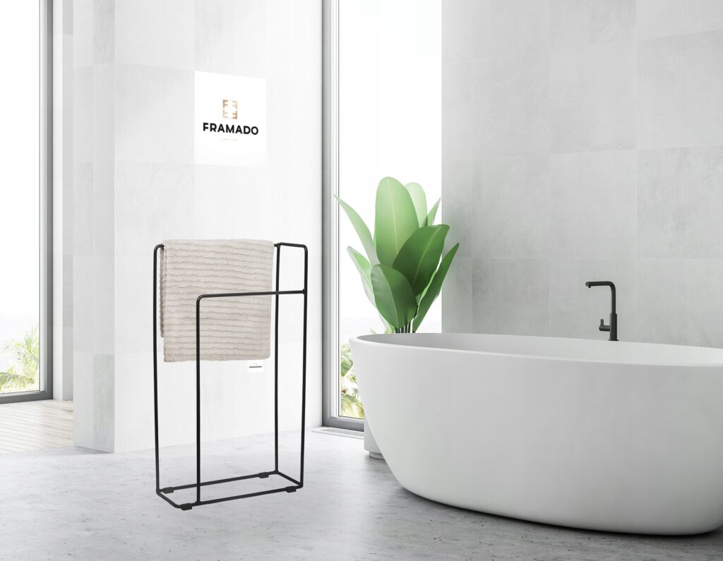 Stojak wieszak łazienkowy na ręczniki loft czarny - obrazek 2