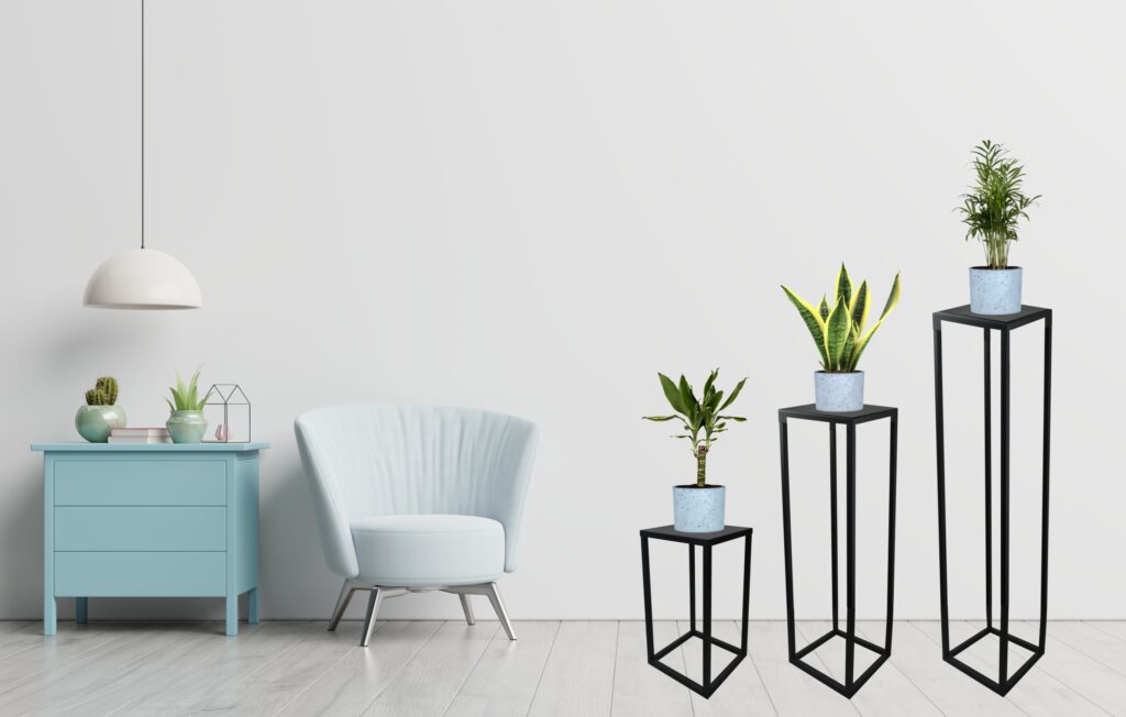 Kwietnik metalowy loft 40 cm solidny 16mm czarny - obrazek 5