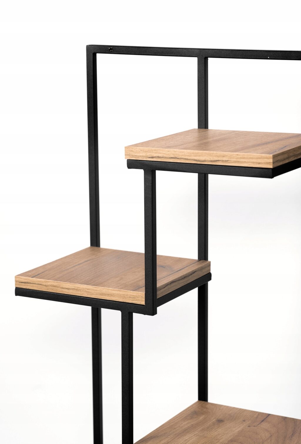 Kwietnik metalowy wiszący loft czarny 4 półki blat - obrazek 3