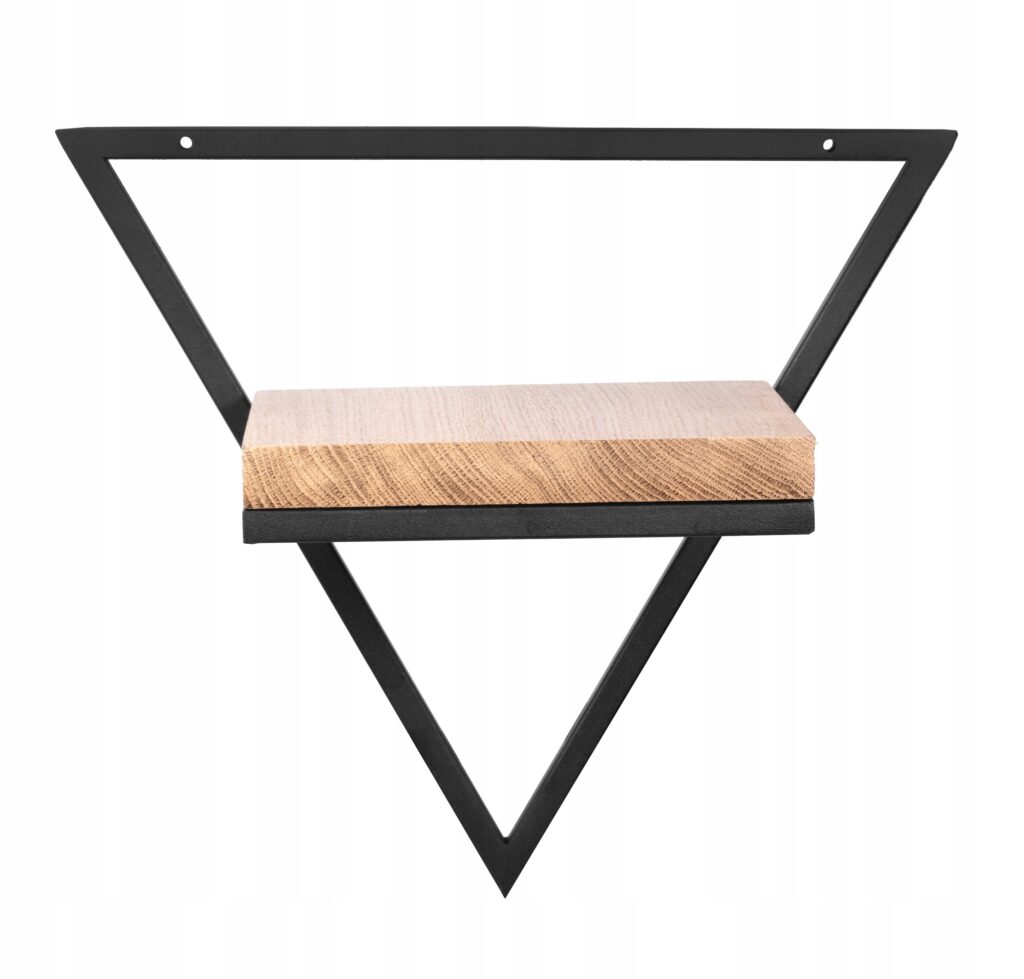 Kwietnik metalowy wiszący ścienny lite drewno dąb