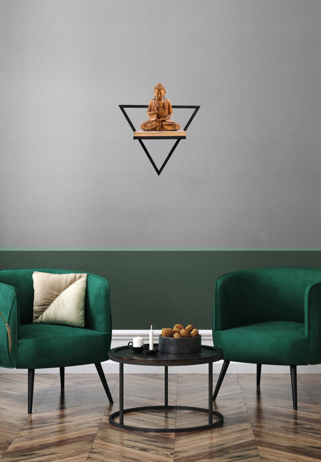 Kwietnik metalowy wiszący czarny na ścianę blat - obrazek 4